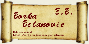 Borka Belanović vizit kartica